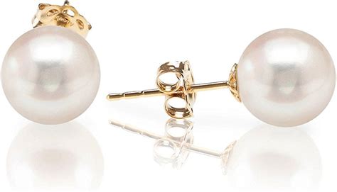 Amazon.com: PAVOI 14K Yellow Gold Freshwater Cultured Round Pearl Stud Earrings - Handpicked AAA ...