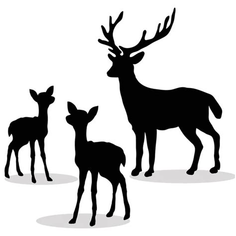 Deer family silhouette Vector Art Stock Images | Depositphotos