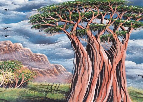 African Tree of Life Original Canvas Painting - Blue Sky – RuvaAfricWear