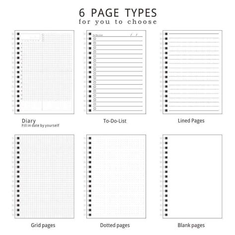 Clear Spiral Bound A5 + A6 Notebook - Dotted, Grid, Lined, To-Do, Diar ...