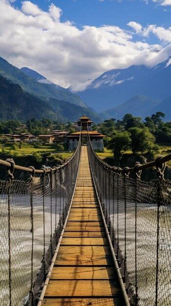 Premium AI Image | the punakha suspension bridge at the punakha dzong