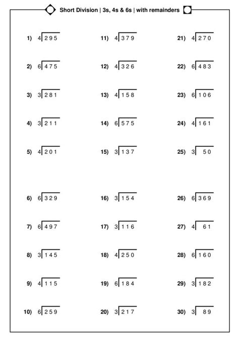 Division With Remainders Worksheets