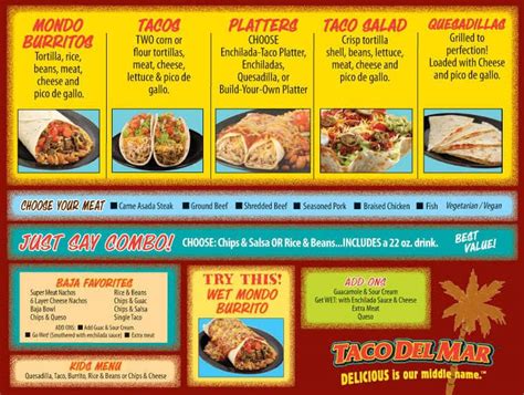 Taco Del Mar Menu, Menu for Taco Del Mar, Keizer, Salem - Urbanspoon/Zomato