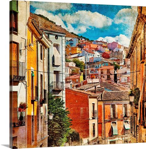 Colorful Spain - Streets And Buildings Of Cuenca Town Wall Art, Canvas ...