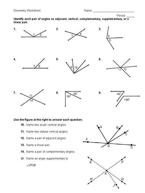 Vertical Angles Worksheet Pdf - Wordworksheet.com