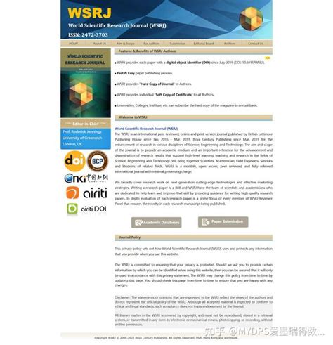 《World Scientific Research Journal》（WSRJ） - 知乎