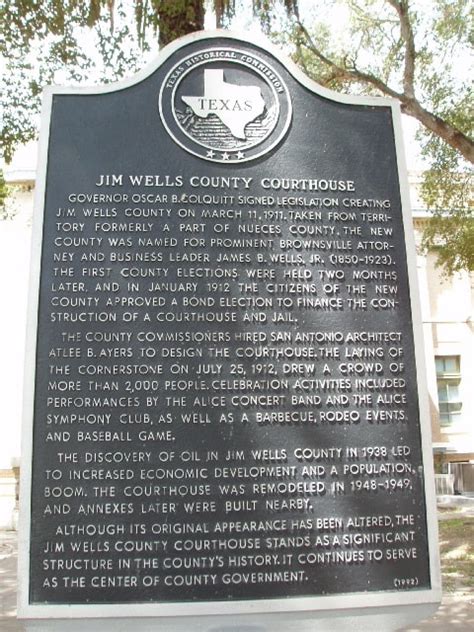 Jim Wells County Courthouse - TEXAS HISTORICAL MARKERS