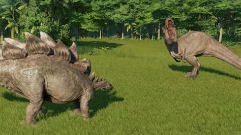 Stegosaurus VS T-Rex - Jurassic World Evolution - YouTube