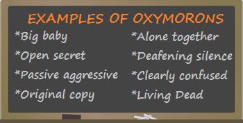 Oxymoron Examples | Oxymoron, Grammar tips, Poetry lessons