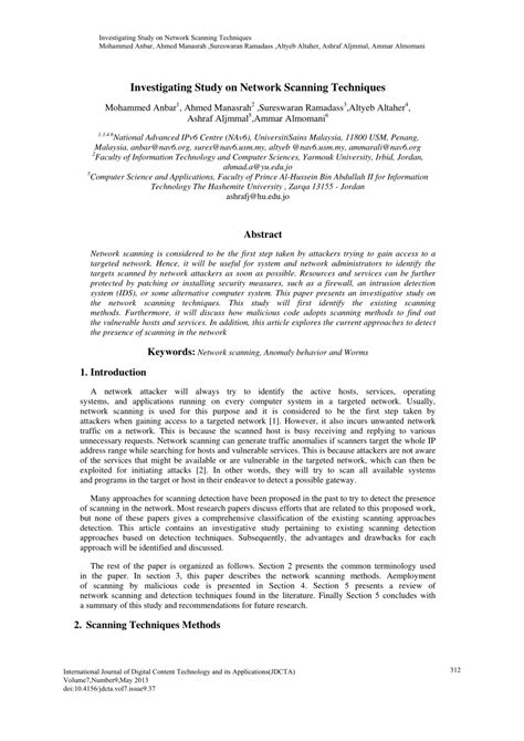 (PDF) Investigating Study on Network Scanning Techniques