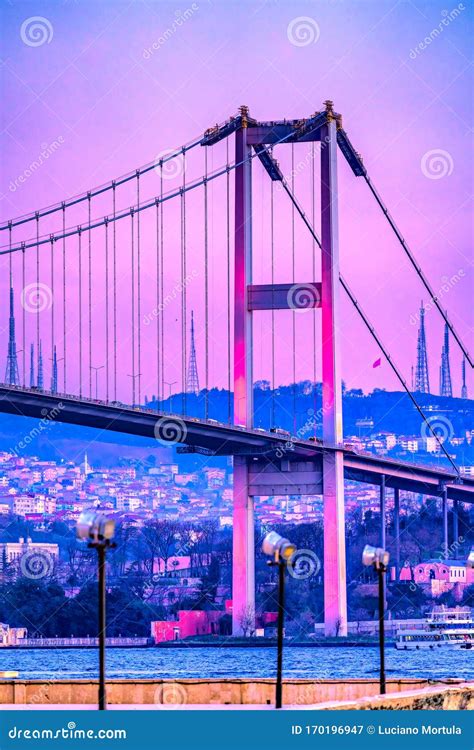 Bosphorus Bridge at Sunset, Istanbul, Turkey Stock Image - Image of blue, metro: 170196947