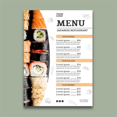 Premium Vector | Sushi restaurant menu template | Menu restaurant, Sushi menu, Cafe menu design