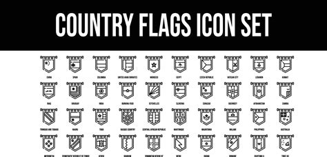 Country Flags Glyph stroke outline icons set 21178001 Vector Art at ...