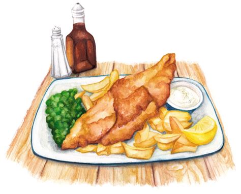 Food Illustration - Fish & Chips on Behance | Food, Watercolor food ...