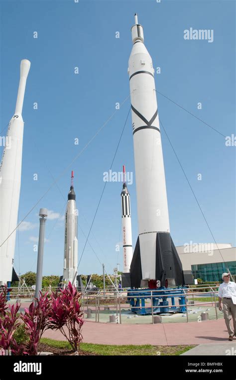 Rocket Garden at the Visitor Centre at Kennedy Space Centre, Cape ...