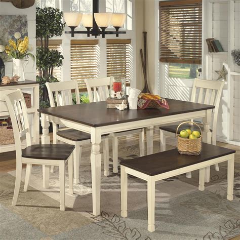 Signature Design by Ashley Whitesburg 6-Piece Dining Set in Brown and Cottage White | NFM ...