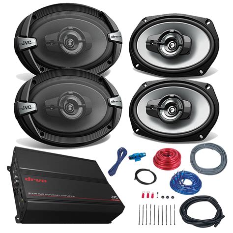 Car Amp And Speaker Combo: 2x JVC DR693 6x9" Inch 550-Watt 4-Way DR-Series Coaxial Speakers ...