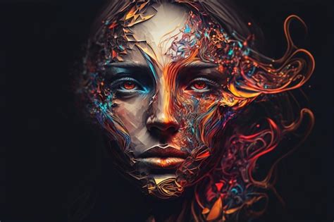 Premium Photo | Abstract digital female face illustration colorful design flat style art head ...