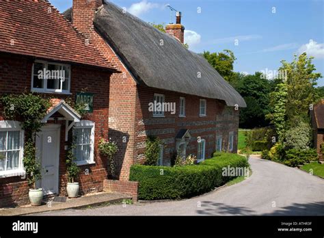 Tiled and thatched cottages Nether Wallop Hampshire uk Stock Photo - Alamy