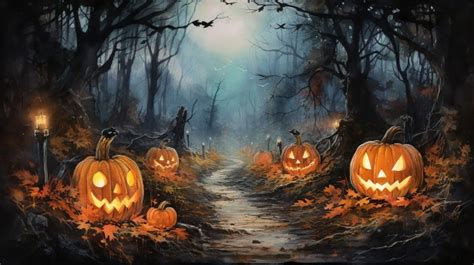 Halloween Landscape Illustration Free Stock Photo - Public Domain Pictures