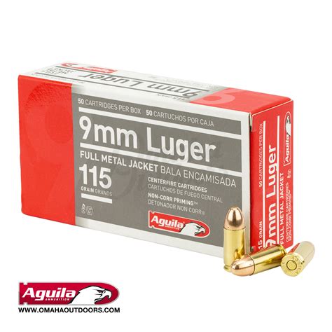 Aguila Ammunition Ammo 9mm 115 gr FMJ 50 Round Box 1E097704 - Omaha Outdoors