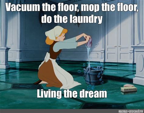 Meme: "Vacuum the floor, mop the floor, do the laundry Living the dream ...