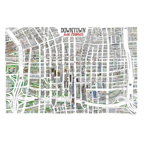 Downtown Los Angeles L.A. Hand-drawn Map Print California Art Home ...