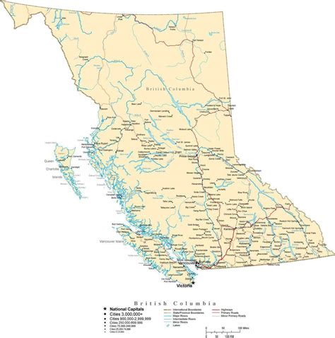 British Columbia map in Adobe Illustrator vector format