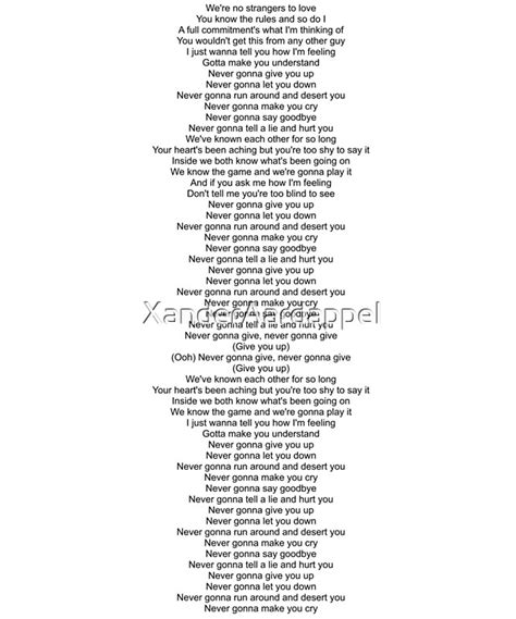 "Never Gonna Give You Up Lyrics" by XanderAardappel | Redbubble