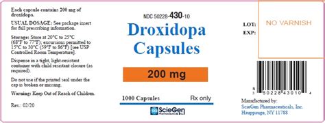 Droxidopa by ScieGen Pharmaceuticals Inc DROXIDOPA capsule