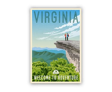 Retro Style Travel Poster Virginia Vintage Rustic Poster - Etsy