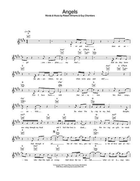 Robbie Williams "Angels" Sheet Music Notes | Download Printable PDF Score 47474