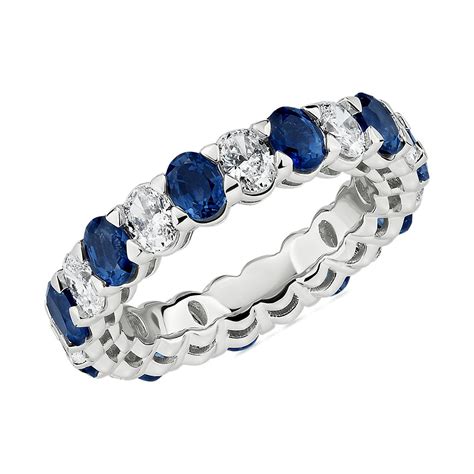 Blue Nile Studio Seamless Alternating Oval Cut Diamond and Sapphire Eternity Ring in Platinum ...