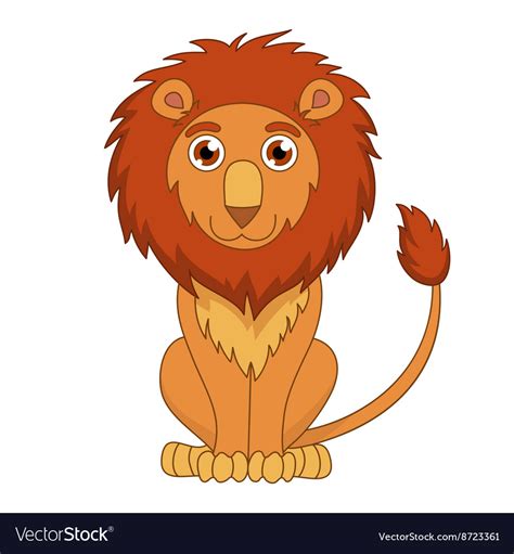 Cute cartoon lion with fluffy mane and kind muzzle