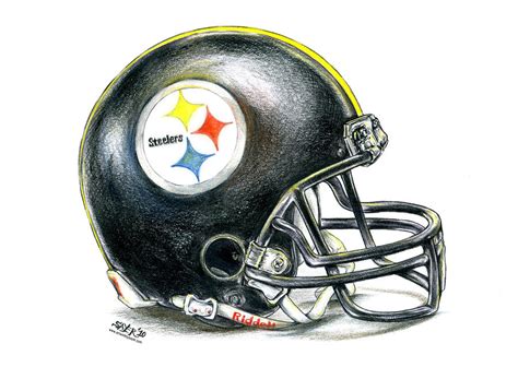 Pittsburgh Steelers Helmet Drawing by James Sayer