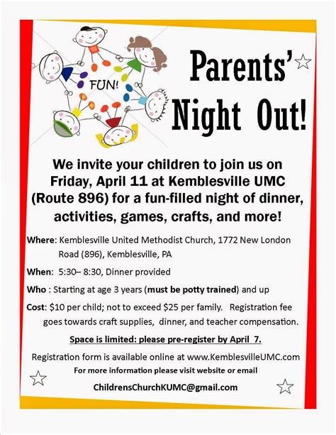 Parents' Night Out at Kemblesville United Methodist Church - Fun Things To Do With Kids in ...