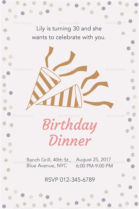 Birthday Dinner Invitation Design Template in PSD, Word, Publisher, Illustrator, InDesign