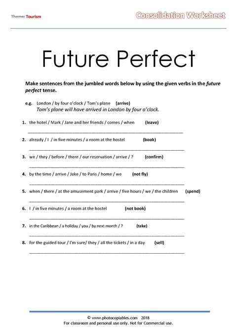 Future Perfect Worksheet | photocopiables