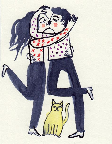 This and that and a jealous cat. #cats #cat #illustration #love #kiss #hug #animal #ink #drawing ...