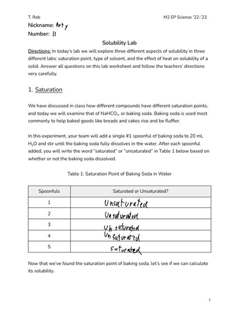 2.2 Solubility Lab | PDF | Solubility | Physical Sciences