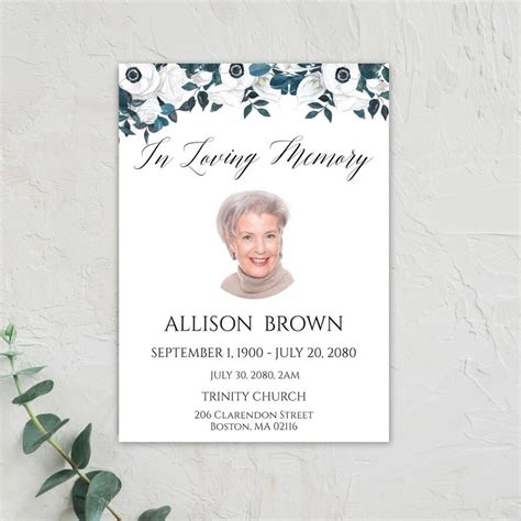 Funeral Program Template in Loving Memory Memorial Service - Etsy Singapore