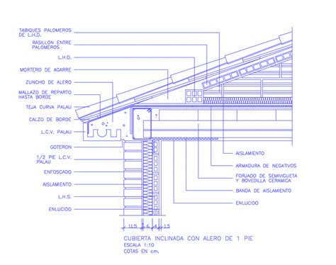 Roof section and house constructive structure cad drawing details dwg file - Cadbull