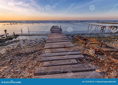 Old Wooden Pier at the Fishing Harbor. Stock Image - Image of nature, horizon: 157478515