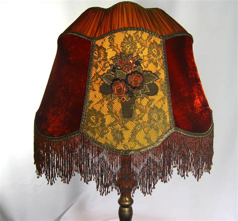 Lamp Shade Handmade Victorian Custom Silk Velvet Beaded Fringe