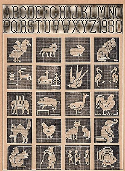 20 Animals Chart Filet Crochet Baby Blanket Pattern 1940s | Etsy