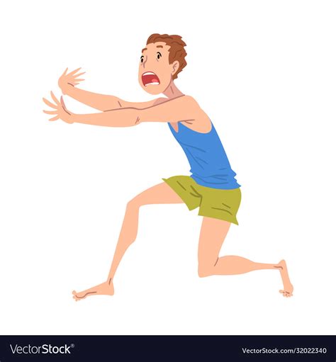 Panicked man running worried or scared nervous Vector Image