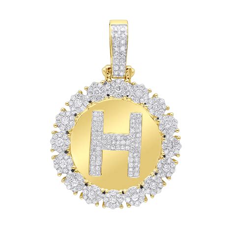 14K Yellow Gold Customizable 2.05Ct Diamond Medallion Pendant For Men ...