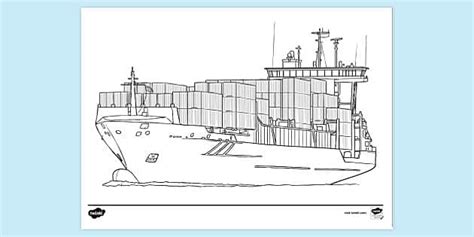 FREE! - Container Ship Colouring | Colouring Sheets - Twinkl