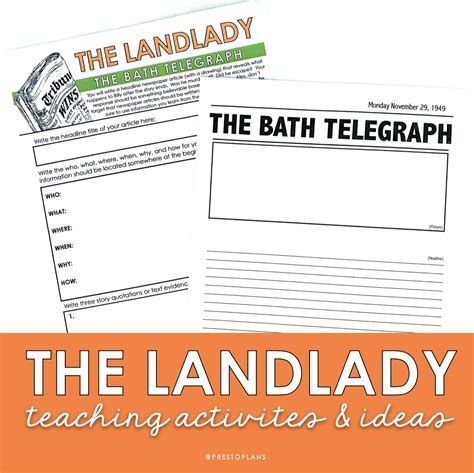 Teaching The Landlady by Roald Dahl - Presto Plans