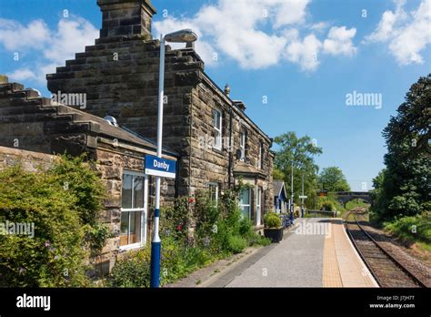 A stone built train or railway station at Danby on the rural Esk Valley Railway from ...